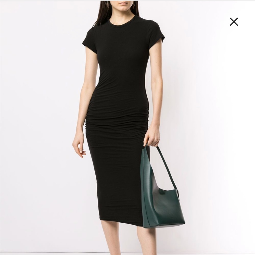 JAMES PERSE Ruched Classic Skinny T Shirt Dress